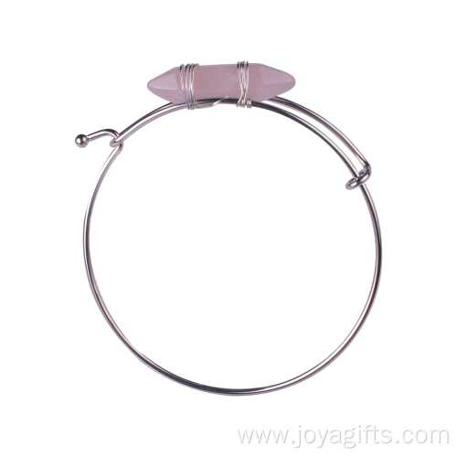 Wholesale Natural Rose Quartz Stone Healing Hexagon Bangle